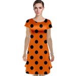 Polka Dots - Black on Safety Orange Cap Sleeve Nightdress