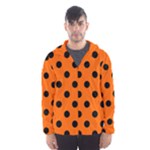 Polka Dots - Black on Safety Orange Hooded Wind Breaker (Men)