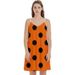 Polka Dots - Black on Safety Orange Women s Reversible Sports Bra with Border