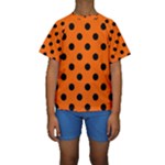 Polka Dots - Black on Safety Orange Kid s Short Sleeve Swimwear