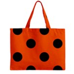 Polka Dots - Black on Safety Orange Zipper Mini Tote Bag
