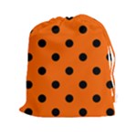 Polka Dots - Black on Safety Orange Drawstring Pouch (XXl)