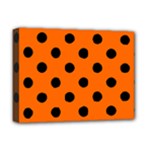 Polka Dots - Black on Safety Orange Deluxe Canvas 16  x 12  (Stretched)
