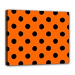 Polka Dots - Black on Safety Orange Deluxe Canvas 24  x 20  (Stretched)