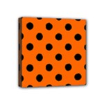 Polka Dots - Black on Safety Orange Mini Canvas 4  x 4  (Stretched)