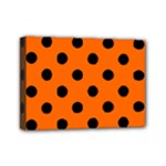 Polka Dots - Black on Safety Orange Mini Canvas 7  x 5  (Stretched)
