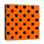 Polka Dots - Black on Safety Orange Mini Canvas 8  x 8  (Stretched)
