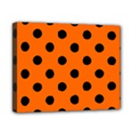 Polka Dots - Black on Safety Orange Canvas 10  x 8  (Stretched)