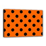 Polka Dots - Black on Safety Orange Canvas 18  x 12  (Stretched)