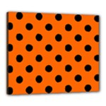 Polka Dots - Black on Safety Orange Canvas 24  x 20  (Stretched)