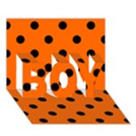Polka Dots - Black on Safety Orange BOY 3D Greeting Card (7x5)