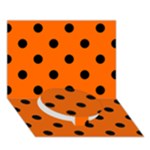 Polka Dots - Black on Safety Orange Circle Bottom 3D Greeting Card (7x5)