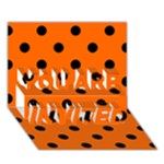 Polka Dots - Black on Safety Orange YOU ARE INVITED 3D Greeting Card (7x5)