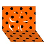 Polka Dots - Black on Safety Orange Clover 3D Greeting Card (7x5)