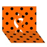 Polka Dots - Black on Safety Orange Ribbon 3D Greeting Card (7x5)