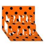 Polka Dots - Black on Safety Orange TAKE CARE 3D Greeting Card (7x5)