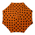 Polka Dots - Black on Safety Orange Golf Umbrella