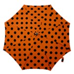 Polka Dots - Black on Safety Orange Hook Handle Umbrella (Large)