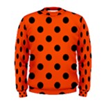 Polka Dots - Black on Tangelo Orange Men s Sweatshirt