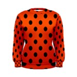 Polka Dots - Black on Tangelo Orange Women s Sweatshirt