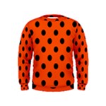 Polka Dots - Black on Tangelo Orange Kid s Sweatshirt