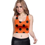 Polka Dots - Black on Tangelo Orange Racer Back Crop Top