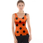 Polka Dots - Black on Tangelo Orange Tank Top
