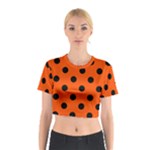 Polka Dots - Black on Tangelo Orange Cotton Crop Top