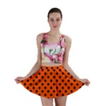 Polka Dots - Black on Tangelo Orange Mini Skirt