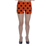Polka Dots - Black on Tangelo Orange Skinny Shorts
