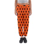 Polka Dots - Black on Tangelo Orange Women s Jogger Sweatpants