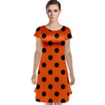 Polka Dots - Black on Tangelo Orange Cap Sleeve Nightdress
