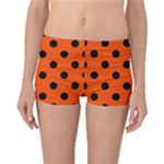 Polka Dots - Black on Tangelo Orange Reversible Boyleg Bikini Bottoms