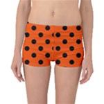 Polka Dots - Black on Tangelo Orange Boyleg Bikini Bottoms