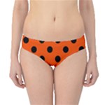 Polka Dots - Black on Tangelo Orange Hipster Bikini Bottoms