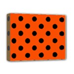 Polka Dots - Black on Tangelo Orange Deluxe Canvas 14  x 11  (Stretched)