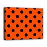 Polka Dots - Black on Tangelo Orange Deluxe Canvas 20  x 16  (Stretched)