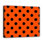 Polka Dots - Black on Tangelo Orange Deluxe Canvas 24  x 20  (Stretched)