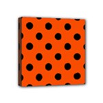 Polka Dots - Black on Tangelo Orange Mini Canvas 4  x 4  (Stretched)
