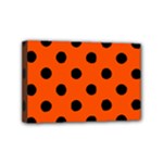 Polka Dots - Black on Tangelo Orange Mini Canvas 6  x 4  (Stretched)