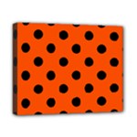 Polka Dots - Black on Tangelo Orange Canvas 10  x 8  (Stretched)