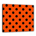 Polka Dots - Black on Tangelo Orange Canvas 24  x 20  (Stretched)