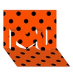 Polka Dots - Black on Tangelo Orange I Love You 3D Greeting Card (7x5)
