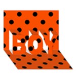 Polka Dots - Black on Tangelo Orange BOY 3D Greeting Card (7x5)