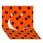 Polka Dots - Black on Tangelo Orange Heart 3D Greeting Card (7x5)