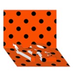 Polka Dots - Black on Tangelo Orange LOVE Bottom 3D Greeting Card (7x5)