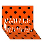 Polka Dots - Black on Tangelo Orange YOU ARE INVITED 3D Greeting Card (7x5)
