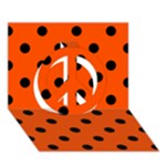 Polka Dots - Black on Tangelo Orange Peace Sign 3D Greeting Card (7x5)