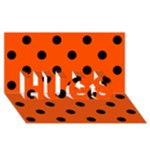 Polka Dots - Black on Tangelo Orange HUGS 3D Greeting Card (8x4)