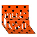 Polka Dots - Black on Tangelo Orange Miss You 3D Greeting Card (7x5)